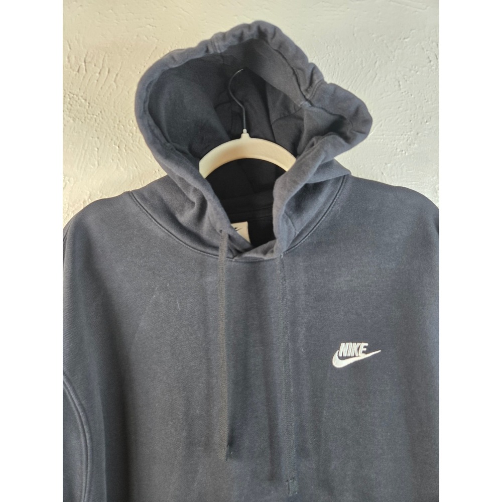 Nike Hoodie Mens XL Black Pullover Embroidered Logo Sportswear Fleece Sweatshirt - Picture 4 of 11